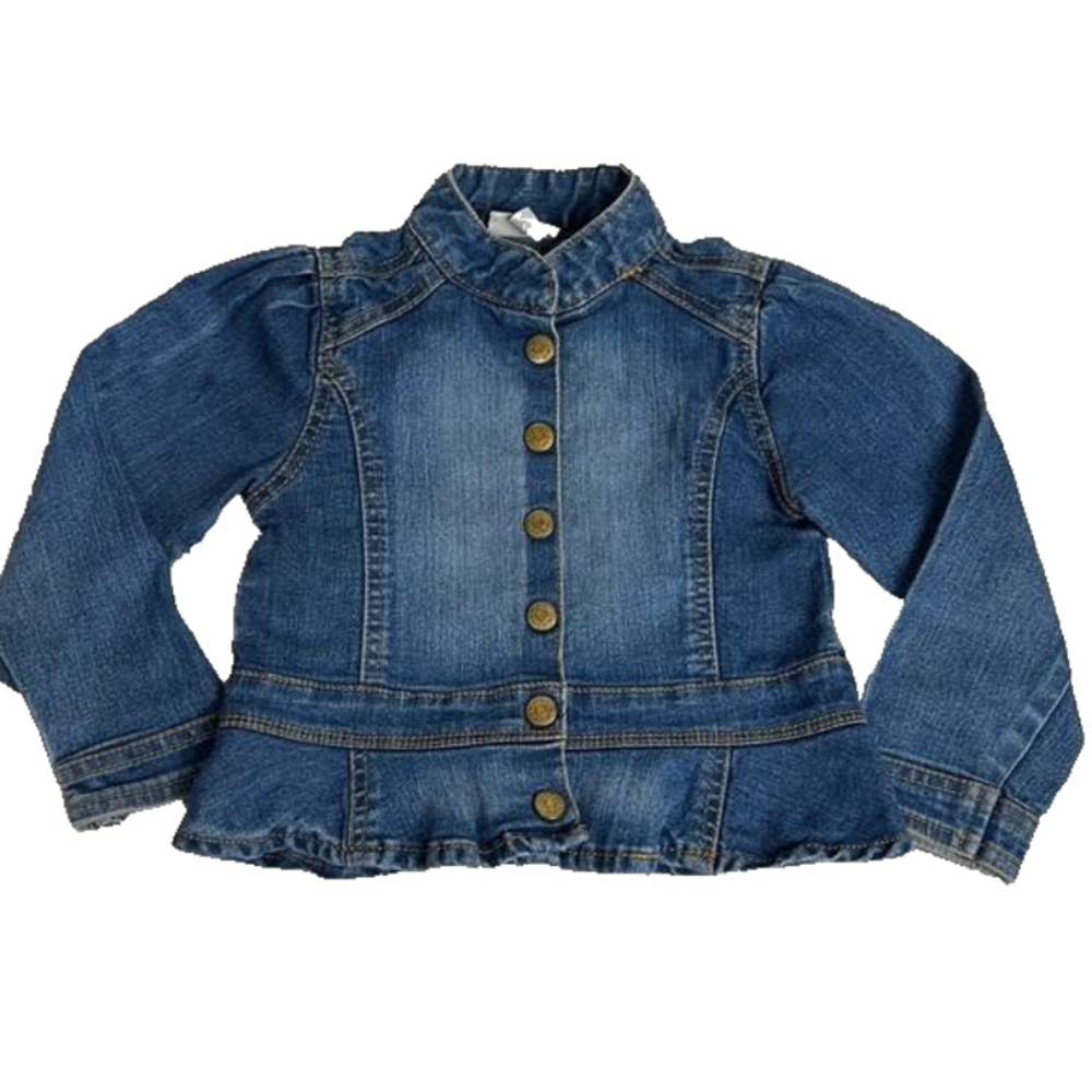 Little Maven by Tori Spelling Mandarin Collar Denim Blue Jean Jacket - Size 4Y